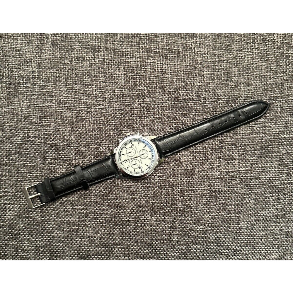 Black Strap White Dial Watch